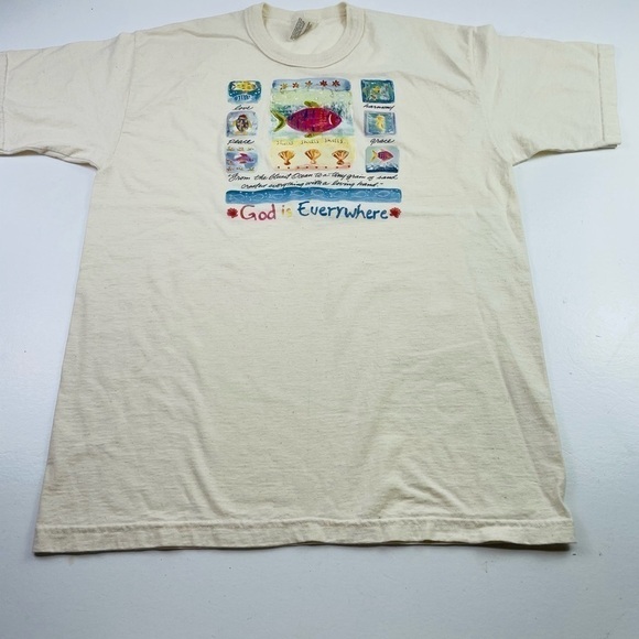 SOS Women T-Shirt Size Large Short Sleeves Crewneck Cream Color - Picture 1 of 10